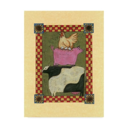 Trademark Fine Art Claudia Interrante 'Chicken Pig Cow Stacked' Canvas Art, 14x19 ALI41728-C1419GG